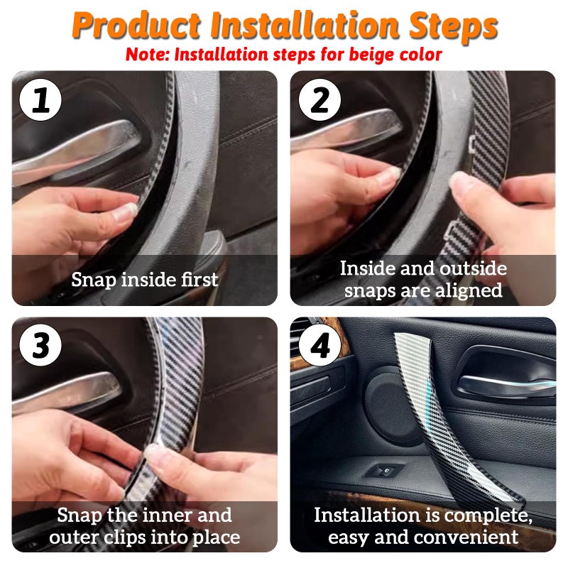 BJchiwu 6PCS/Set Interior Inner Inside Door Pull Sticky Handle Cover for BMW 3 Series E90/E91/E92/E93 320 325 328 335 330 M3 (2004-2011) Left and Right Passenger Side (Beige) - Image 5